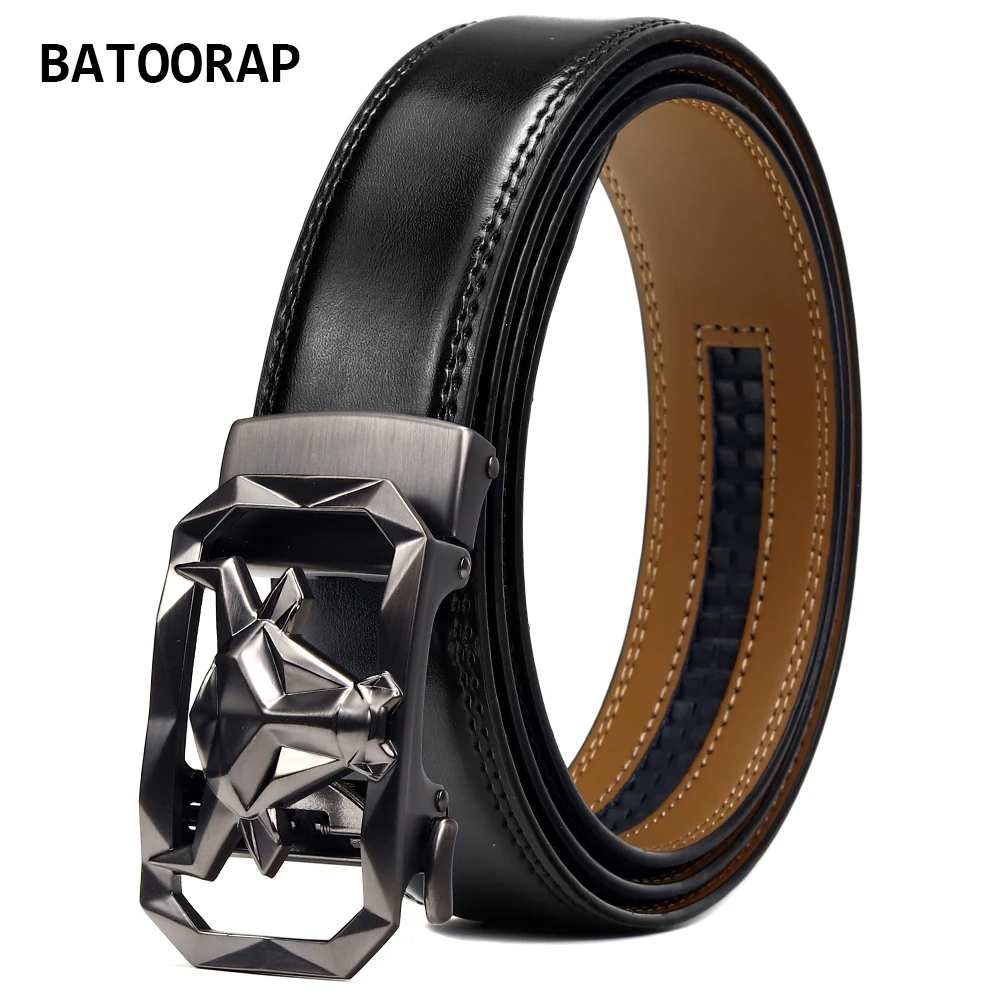

BATOORAP Mens Belts Luxury Designer Belts Armani Cow Print Metal Buckle Black Ratchet Belt Genuine Leather igh Quality WL-E027