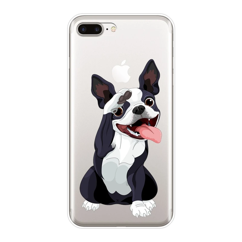Чехол для iPhone X XR XS MAX 8 7 6 S мягкий силиконовый чехол Apple Plus с рисунком мопса