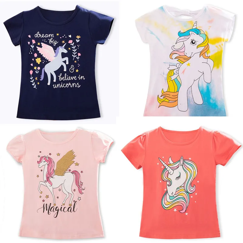 Детские Забавные футболки для мальчиков с единорогом принцессы девочек детские