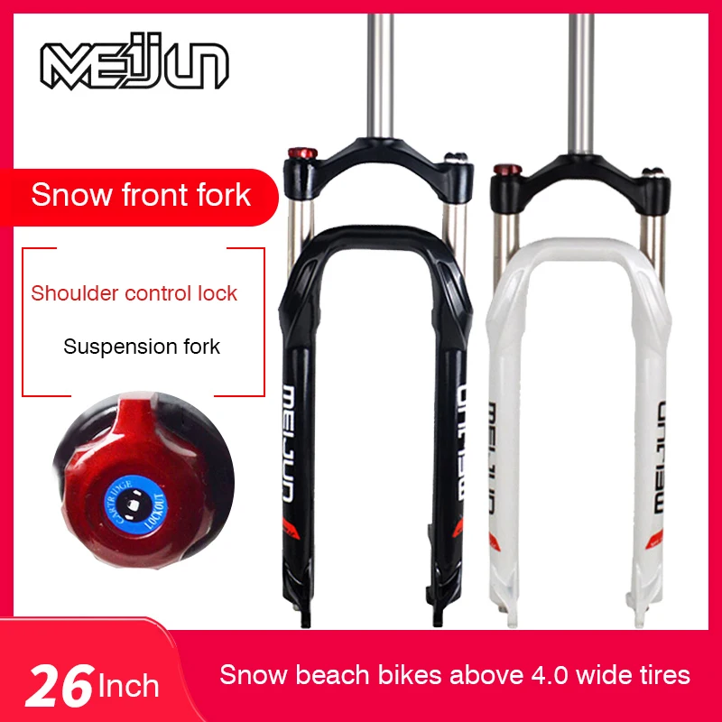 

MEIJUN Snow Bike Front Fork For A Bicycle 26inch Aluminum Alloy Air Gas Fat Fork Bike For 4.0"Tire Bicycle Accessories