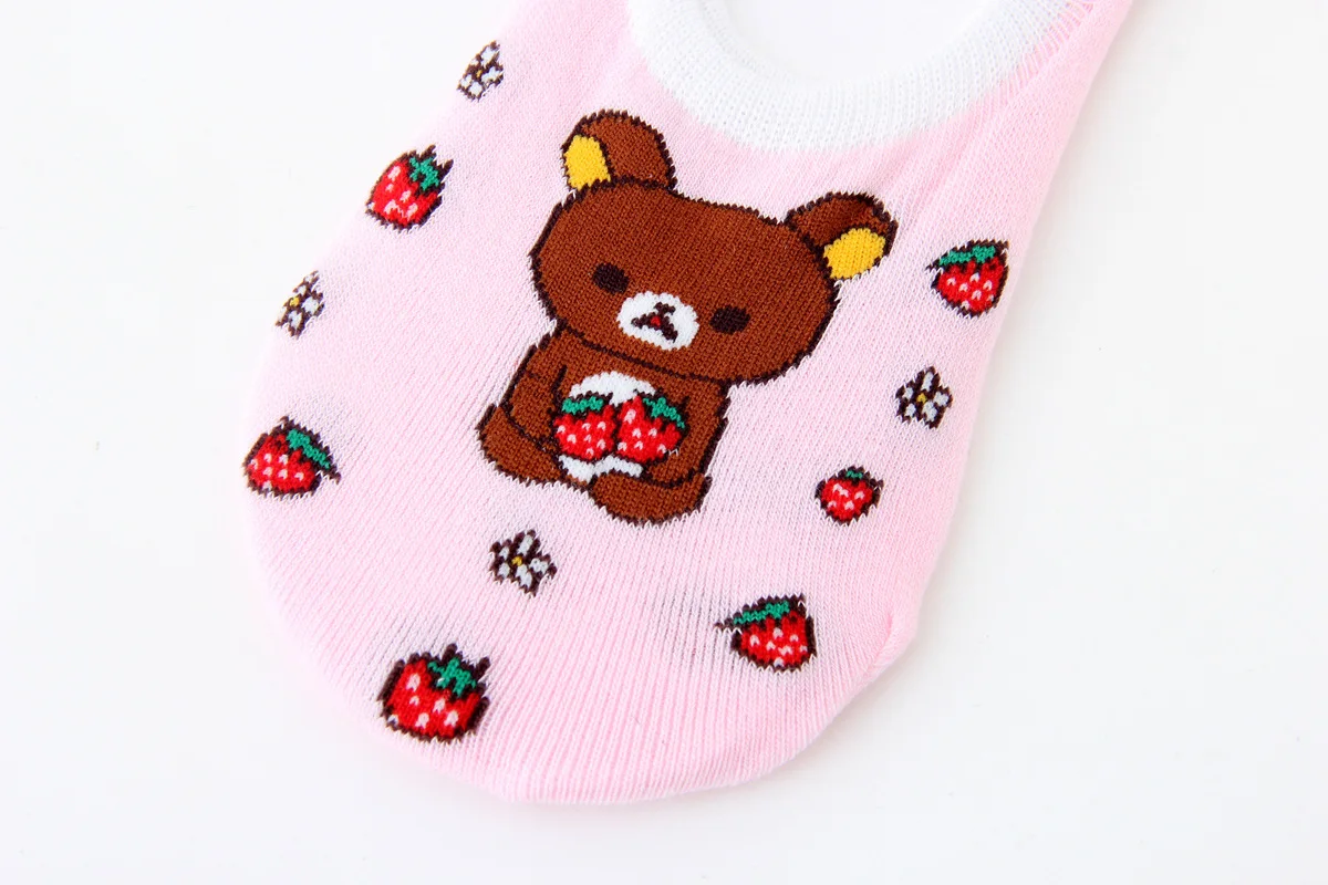 Мультяшный медведь милый чехол с животным узором Тапочки женские носки хлопок высокое качество корейский стиль нескользящие носки для женщин носки-башмачки
