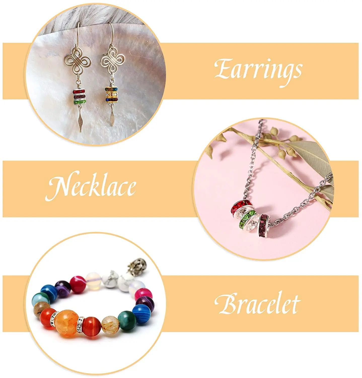 

100pcs 4/6/8MM Mixed Color Metal Crystal Rhinestone Rondelle Loose Spacer Beads for Jewelry Making Bracelet Necklace DIY