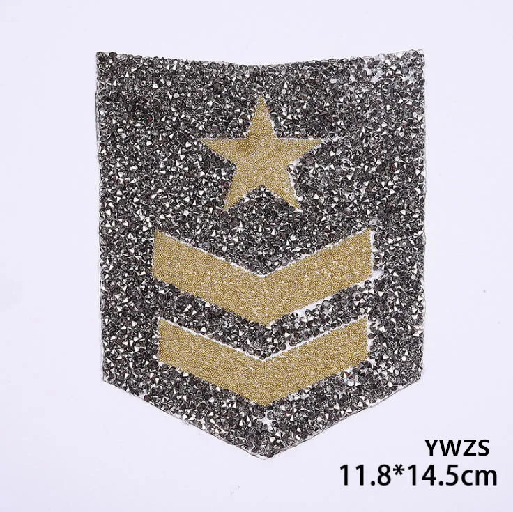 

New arrival 15 pcs Badges Rhinestones iron on patches DIY Hotfix Motif Applique garment bag patch bag decor accessory