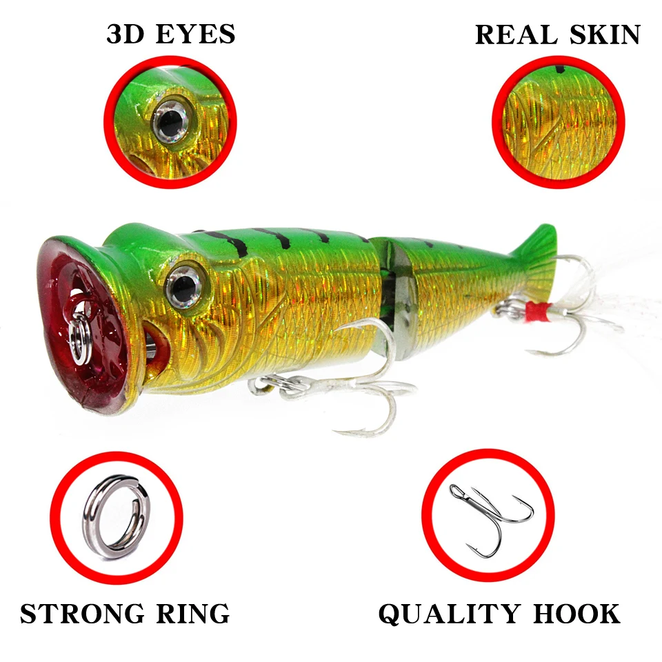 Рыболовные приманки Topwater Popper 8 5 см 11 г 7 цветов жесткие Искусственные воблеры