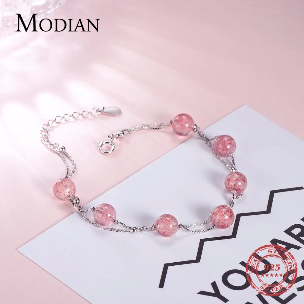 MODIAN натуральная 100% 925 стерлингового серебра клубника красивая цепочка с