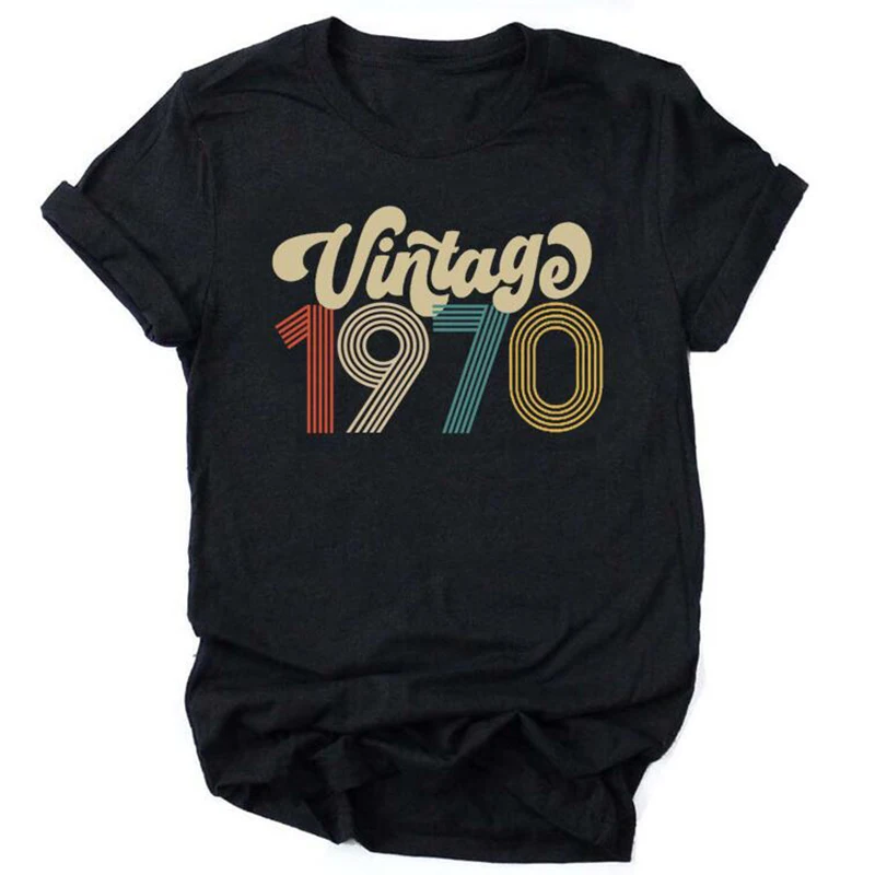 

Vintage 1970 Birthday T Shirts 51st 70s Quarantine Birthday Party Tops Harajuku Women Tshirt Causal Loose Shirts Streetwear