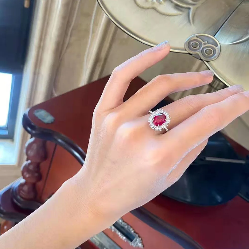 Genuine 925 Silver Ring Sterling Created Gemstone Moissanite Corundun Zircon Fine Jewelry Women Engagement Wedding Gift | Украшения и