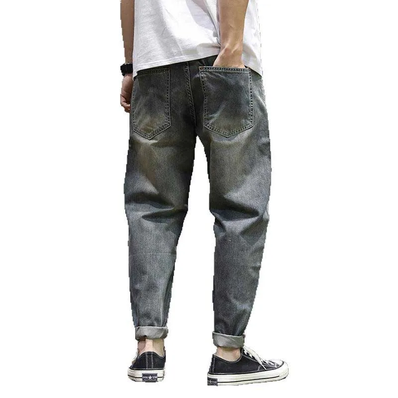 Модные дизайнерские шаровары джинсы мужские повседневные свободные мешковатые