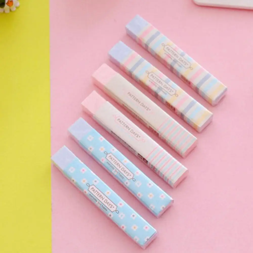 

New Student Prizes Cute Heart Flower Rubber Erasers Lovely Stripe Pencil Eraser For Kids Gift Creative Stationery Novelty Item