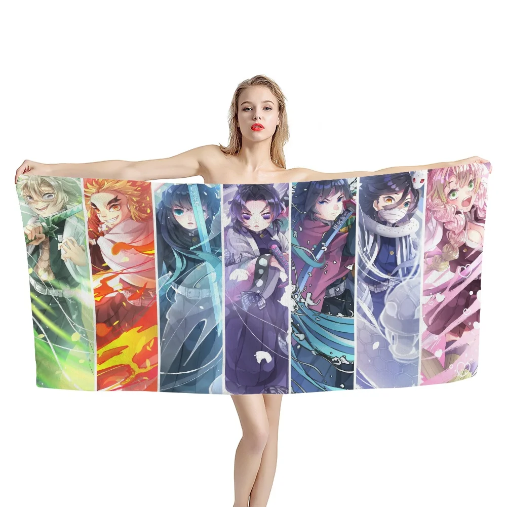

New Household Towel Bath Towel Microfiber Beach Towel Cartoon Anime Pattern Personalized Towel Yoga Mat Beach Sun Chair Blanket