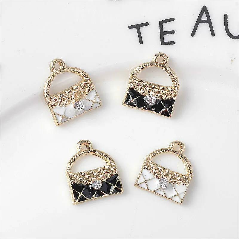 

10pcs/lot Drip Oil Inlaid Rhinestone Handbag Alloy Jewelry Accessories DIY Hair Accessories Earring Pendant Material 11*14mm