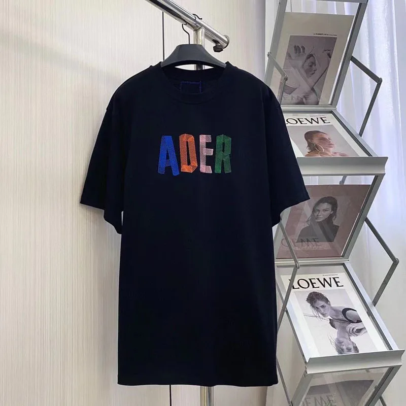 

2021 New ADER T-shirt Summer loose Color Cross Mesh short-sleeve T-shirts Women Men 1:1 High Quality Casual Cotton Tops Tee