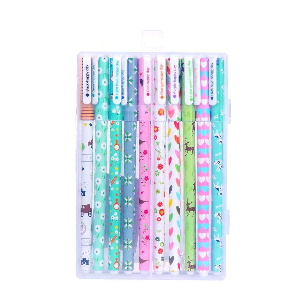 10 шт./лот кавайная мультяшная цветная гелевая ручка в комплекте милые корейские
