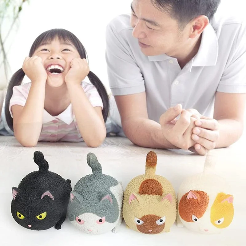 

Anxiety Relief Toy 4pcs Assortment Squeeze Gadget, Anti Stress Soundable Pinch Cat Kids' Party Favor Set