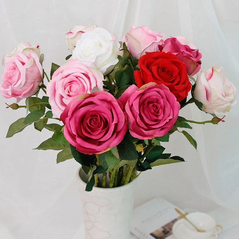 70 см искусственные цветы Шелковая Красная роза букет цветов большая голова для