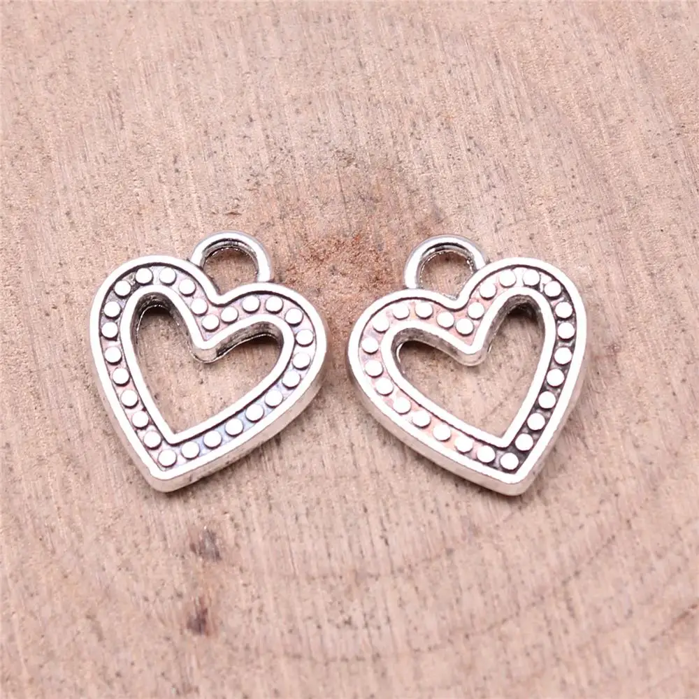

Heart Charms For Jewelry Making Findings Handmade DIY Craft 20pcs Antique Silver Color 15x13mm