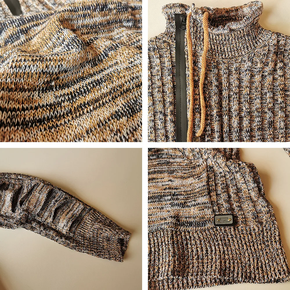 Мужской свитер тонкий вязаный осенне весенний пуловер с длинным рукавом