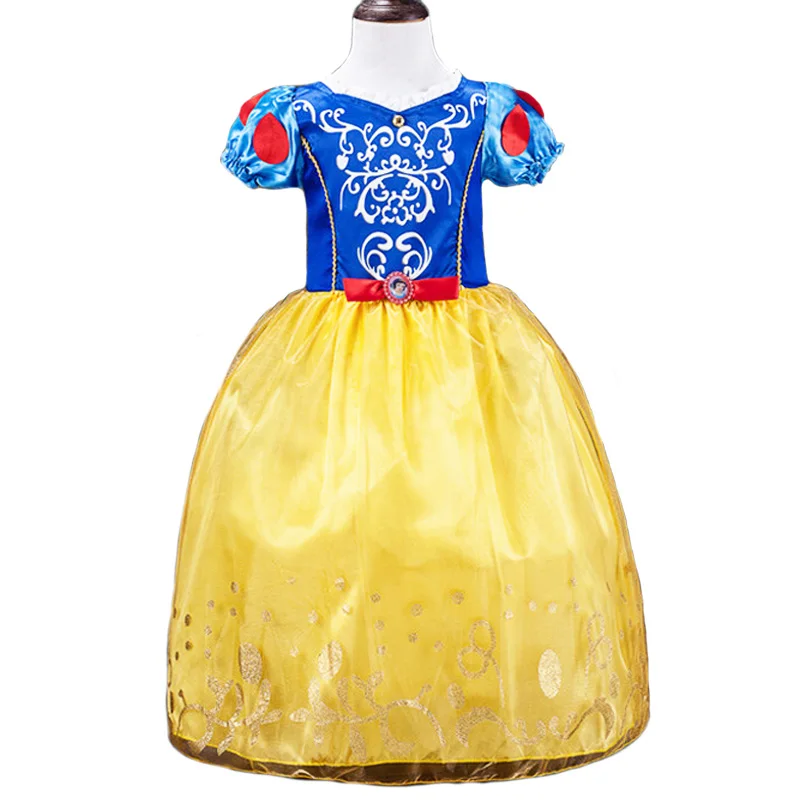 Girls Christmas Dress Kids Halloween Costume Disguise Party Princess Blue Cute with Bow Cartoon Pattern Mid-Calf Gown 2-7Y | Детская