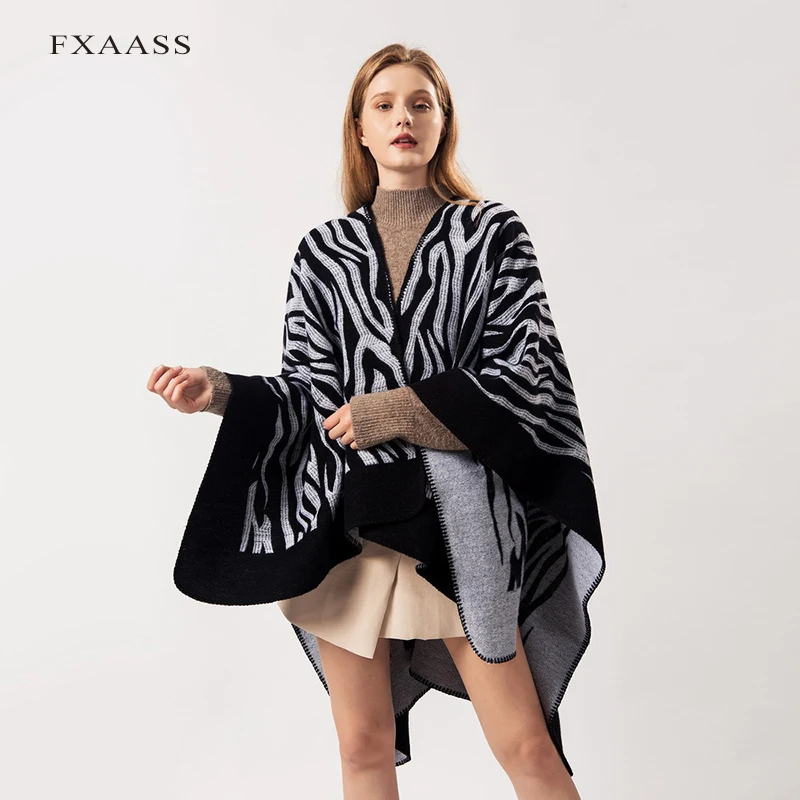 FXAASS новая осенне зимняя шаль Модное пончо Женский кашемировый шарф для леди