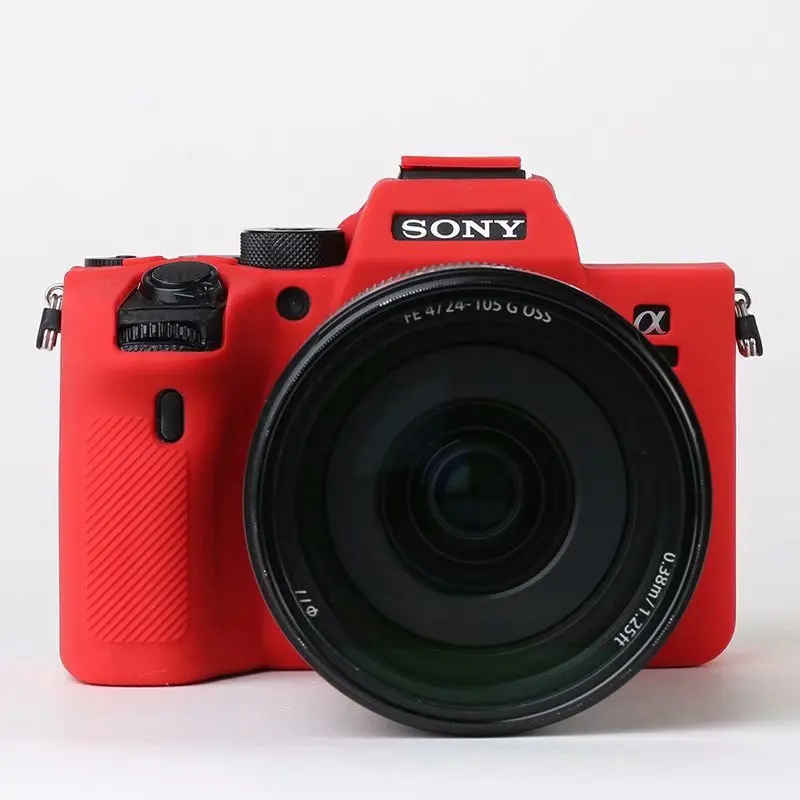 A74 A7R4 red Силиконовая кожа брони чехол корпус протектор для sony A6300/A6400 A7R III/A7M3 A7RM3/A9 ILCE-9/A7R IV A7RM4/A7 II A7M2 - Цвет: A74 A7R4 red