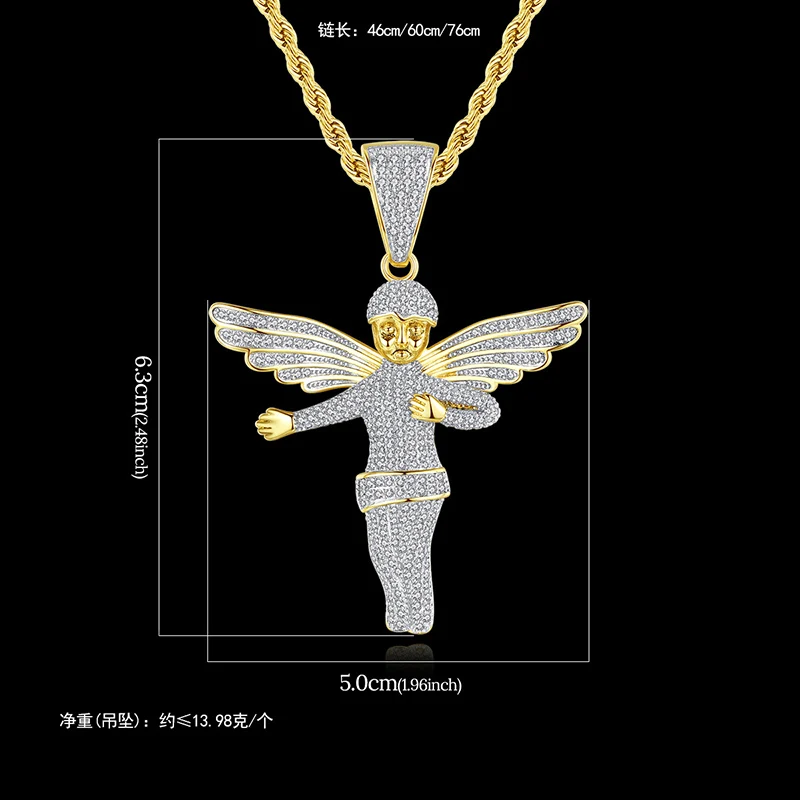 

Hip Hop Full AAA CZ Stone Paved Bling Iced Out Elves Angel Pendants Necklace for Men Rapper Jewelry Drop Shipping