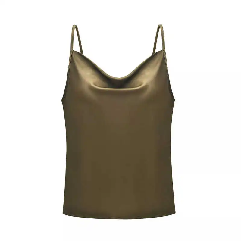 Strappy Solid Women Tops Sleeveless Vest Silk Tank Blouse Satin Camisole Summer | Женская одежда