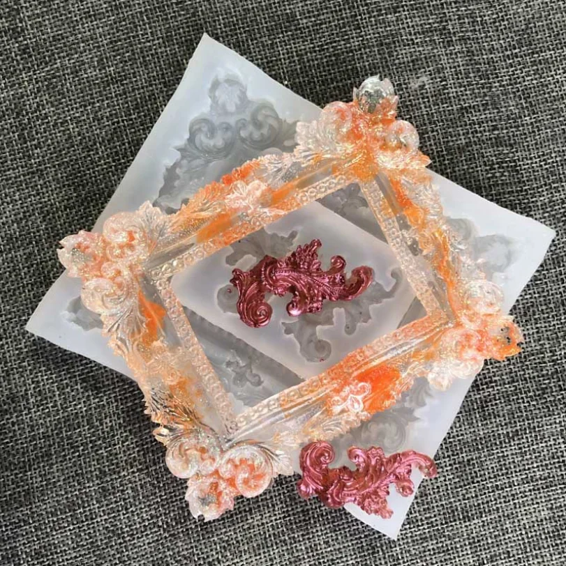 

Transparent color European retro photo frame shape silicone mold soft clay epoxy plaster car decoration mold