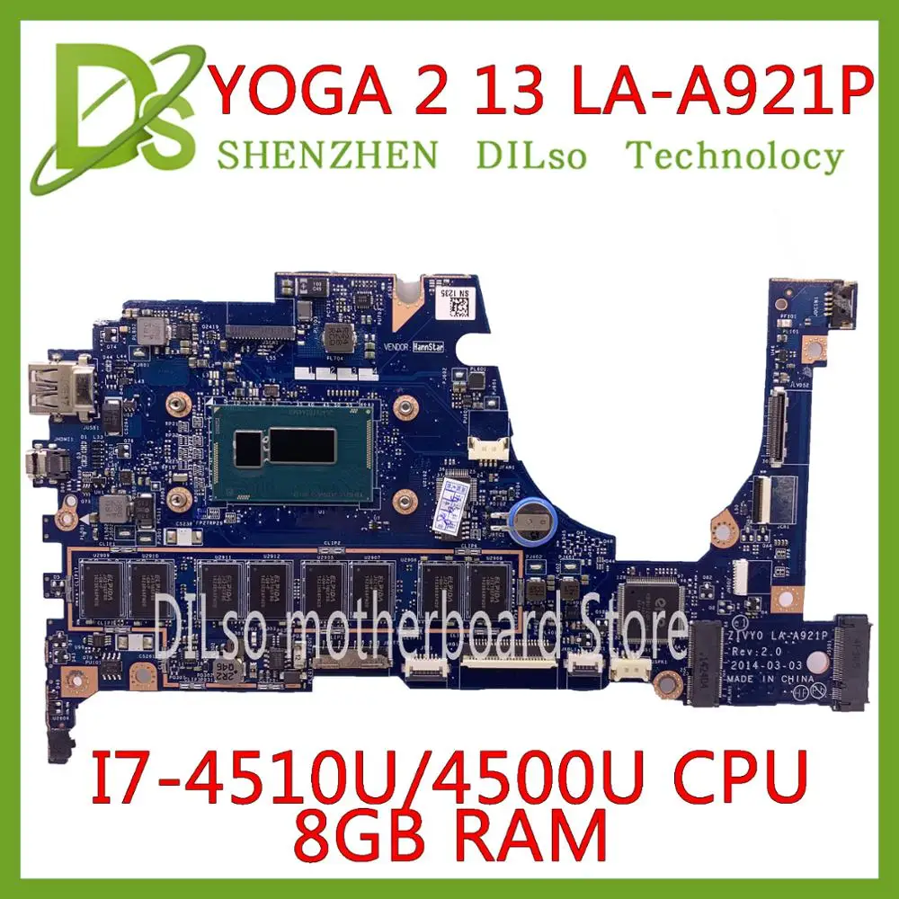Kefu для lenovo YOGA 2 13 Материнская плата ноутбука LA-A921P с i7-4510U/4500U 1,70 ГГц процессор 8 Гб ram mothebroard