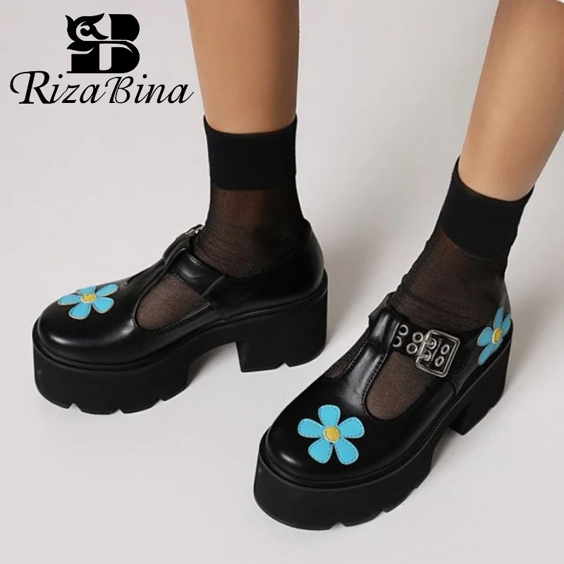 

RIZABINA New Women Pumps Wedges Platform Women Spring Autumn Shoes Fashion Cool Punk Ladies Shoes Footwear Size 35-43