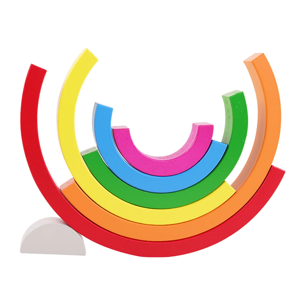 

Handmade Wooden Rainbow Stacking Toddler Montessori Kids Early Learning Toys
