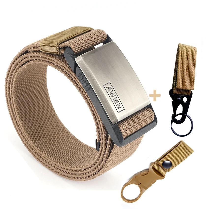 

2021 Fashion Nylon Belt Metal Magnetic Buckle Adjustable Belts For Men Military Combat Elastic Belts High Quality Wear-resistant