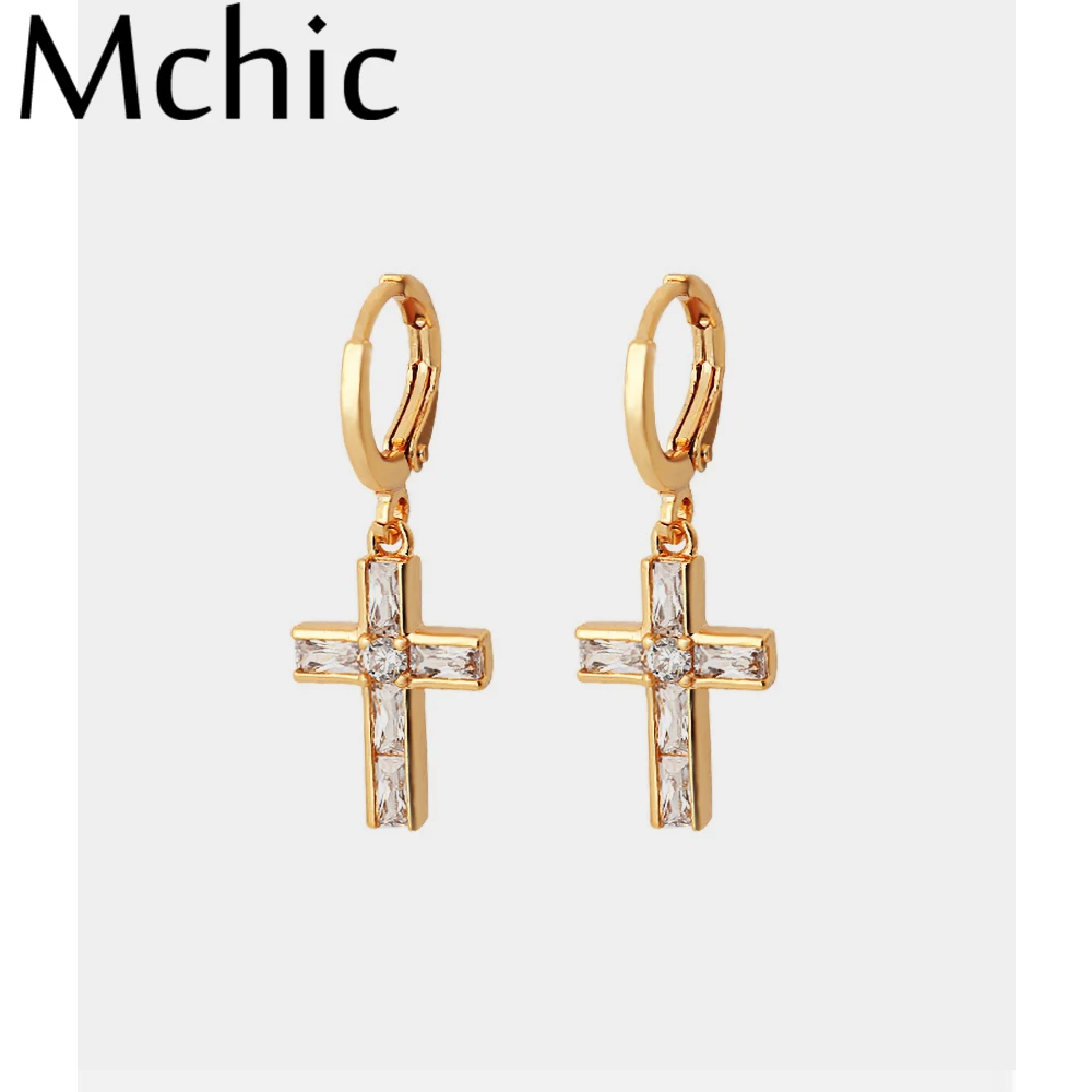 Mchic роскошные геометрические серьги с крестом высокое качество циркон медь