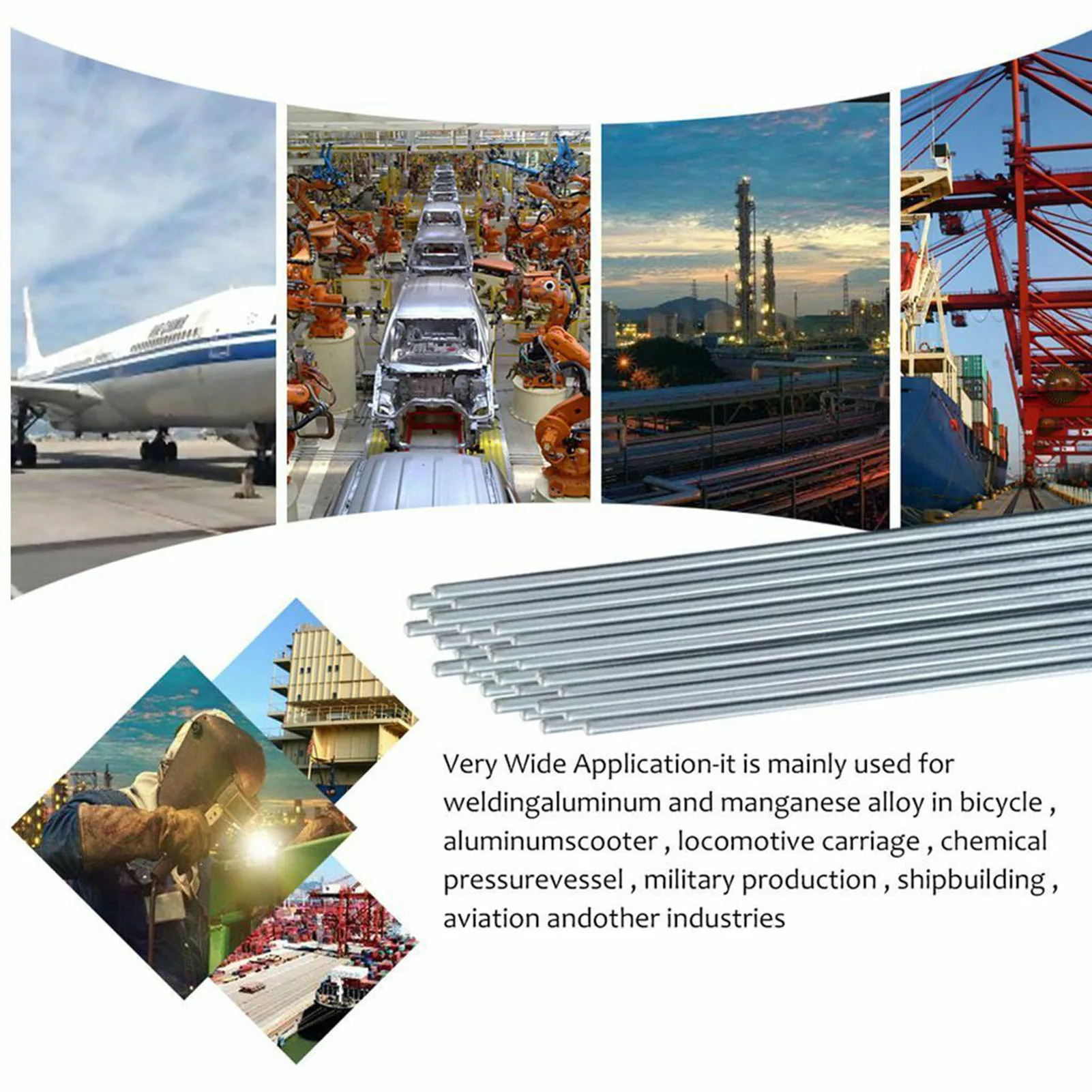 

50Pcs Aluminum Welding Rods Solid Core No Flux Required Low Melting Point Corrosion Resistance