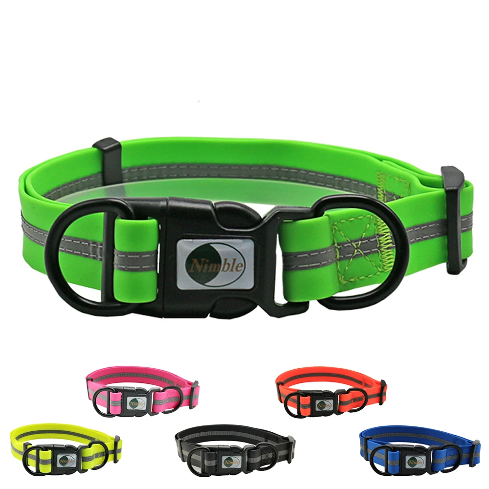 

Reflective PVC Pet Dog Collar Adjustable Waterproof Anti-dirty Collars Leash Small Big Dogs Necklace Pets Outdoor Accessories