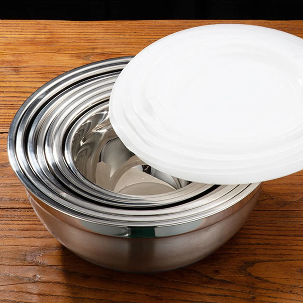 Салатница с крышкой из нержавеющей стали толстая силиконовая Нескользящая миска