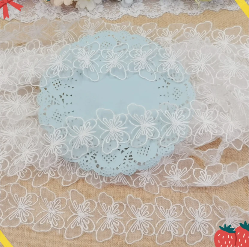 3 Yards/lot 4.7cm Width Organza Butterfly Lace Fabric Embroidered Ivory Trims Lingerie Clothing Accessories | Дом и сад