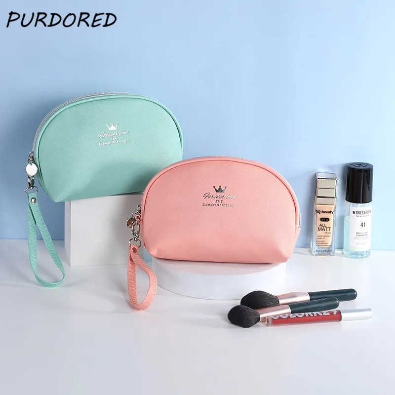 

PURDORED 1 шт., женская косметичка карамельного цвета из искусственной кожи, женская косметичка на молнии, дорожная большая сумка-Органайзер для...