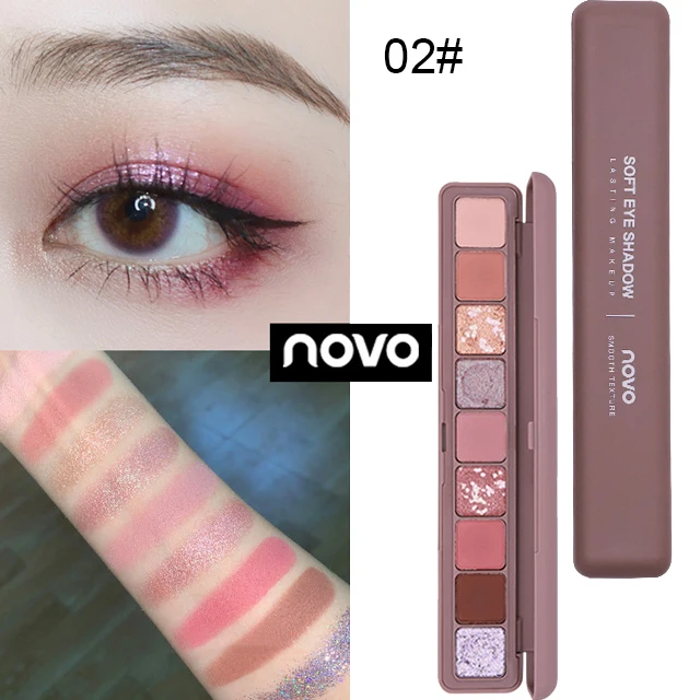 02 Ново 9 Цвета блеск Galaxy блеск для век матовые Smoky Eyes Макияж Палитра пигментированные тени для век Блеск бриллиант Набор теней - Цвет: 02