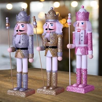 3 color pearlescent nutcracker soldier ornament wooden european style puppets for christmas party supplies home decoration