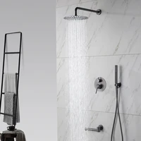 brass bathtub shower faucets rainfall shower head bathroom shower mixer set diverter 3 ways wall embedded valve shower system