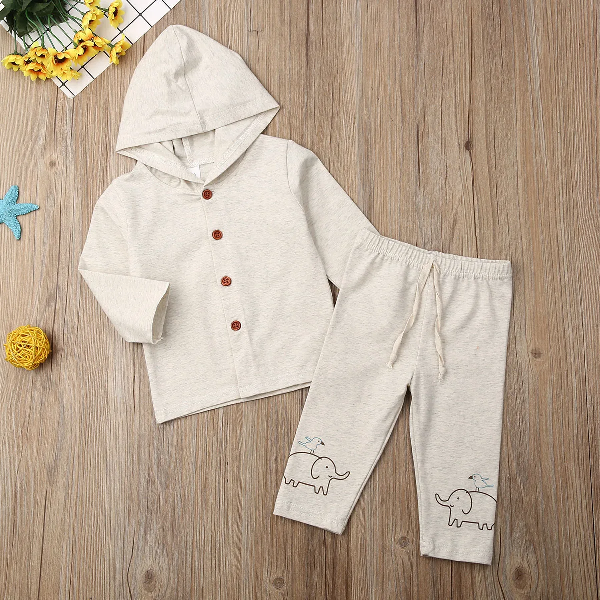 Imcute/комплект детской одежды из 3 предметов, хлопковый костюм для маленьких девочек, боди с принтом слона+ брюки+ верхняя одежда