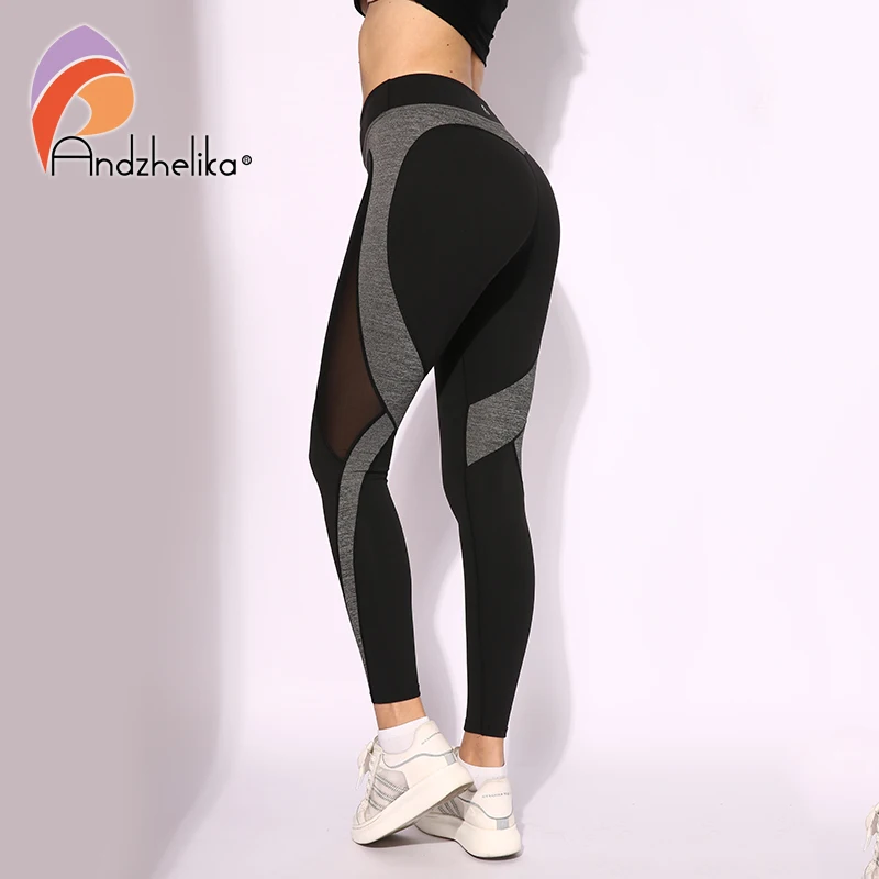 Andzhelika высокое качество сетчатые для бега спортивные колготки женщин фитнеса