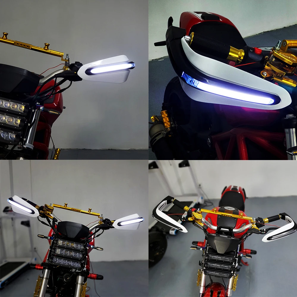 

Универсальная защита на руль мотоцикла со светодиодсветильник кой, аксессуары для мотоциклов Kawasaki Wing W800 Er5 Er6F Er6N J300 Kle500