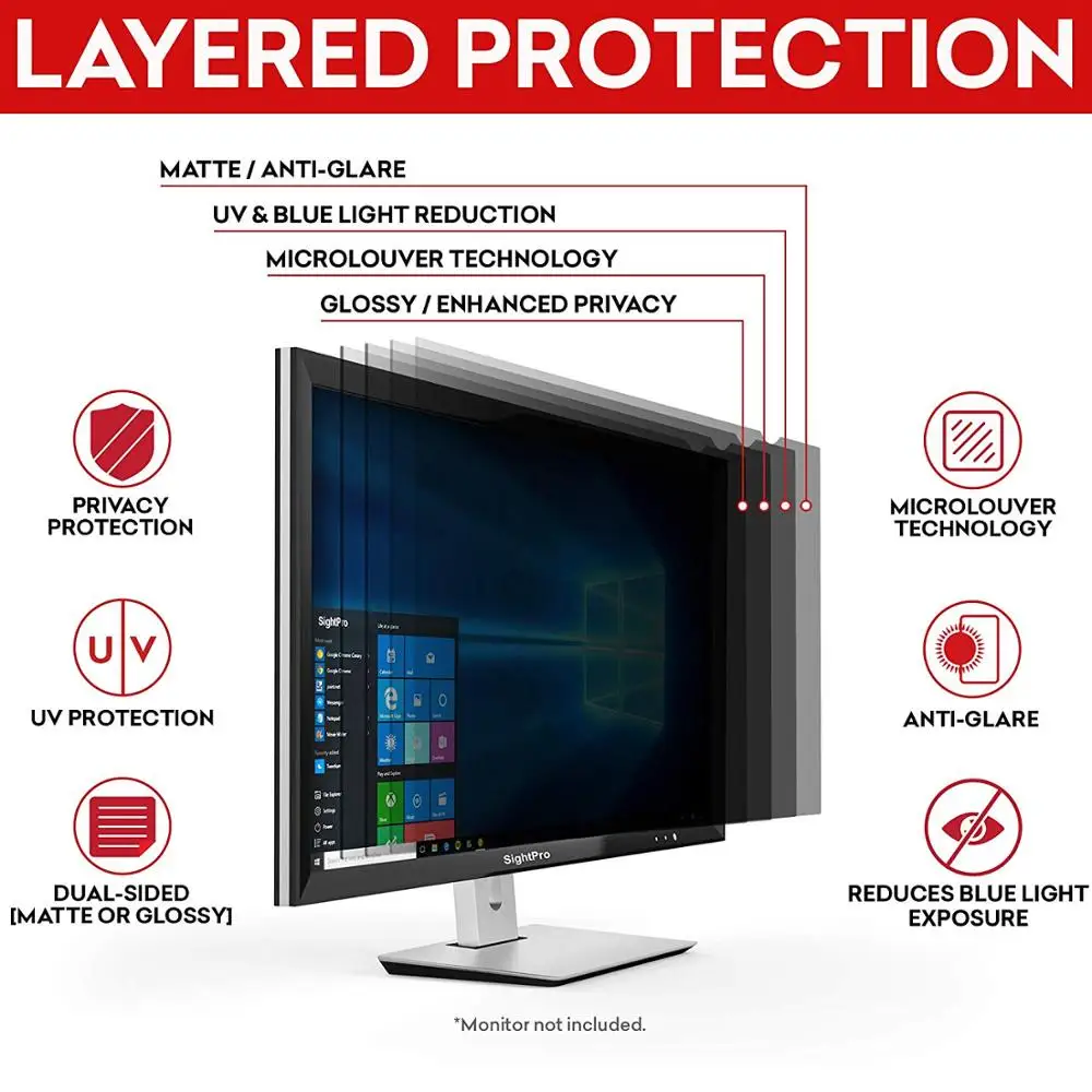 23.6 inch (522mm*293mm) Privacy Filter Anti-Glare LCD Screen Protective film For 16:9 Widescreen Computer Notebook PC Monitors | Компьютеры