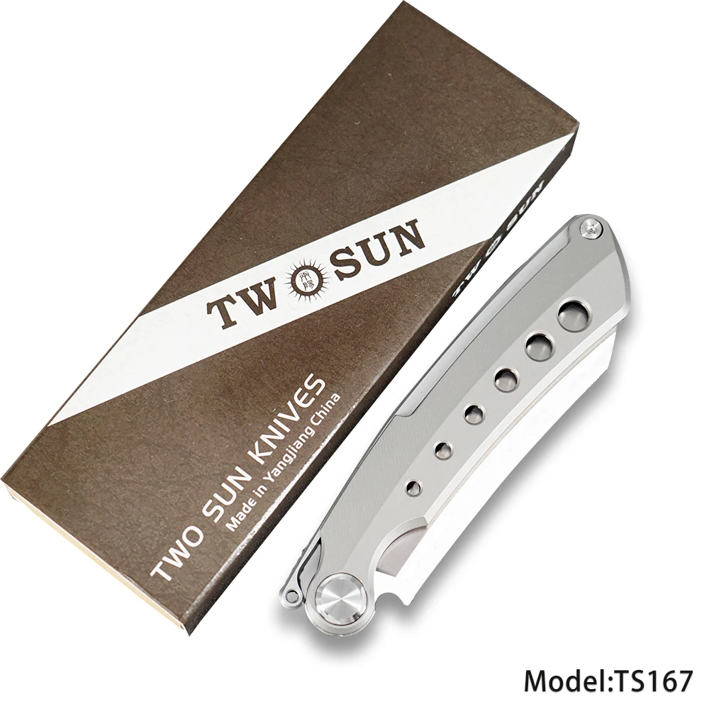 TWOSUN 12C27 карманный складной нож кемпинг охотничий нож Походный нож уличный инструмент для выживания EDC скользящий шарнир Титан TS167