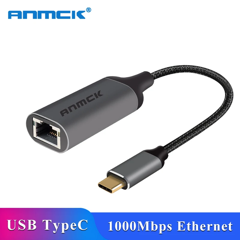 Фото Anmck USB C Ethernet для RJ45 сетевой адаптер MacBook Pro Samsung Galaxy S9/S8/Note 9 Тип сетевая карта