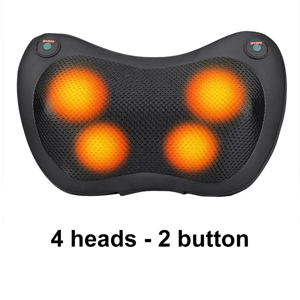 black 2button 4head 12/8/6/4 глав массажная подушка сзади массажер для шеи шиацу боли автомобиля домой талии тело Электрический массажер - Цвет: black 2button 4head