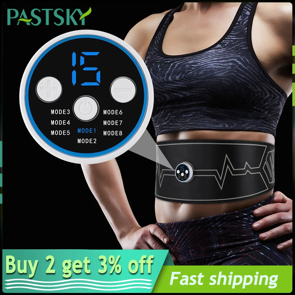 

USB Charging Upgraded Smart Massage Belt Abdominal Muscle Belt Slimming Massage Body Shaping 8 Modes 15 Levels Digital Display