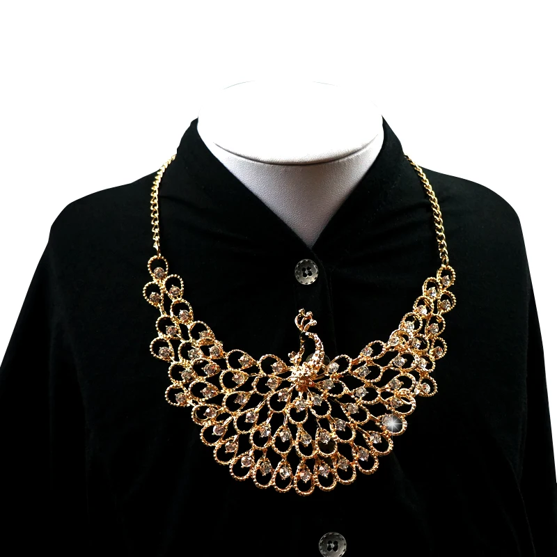 Массивное ожерелье с павлиньими стразами колье чокер из золотого сплава 2020|peacock
