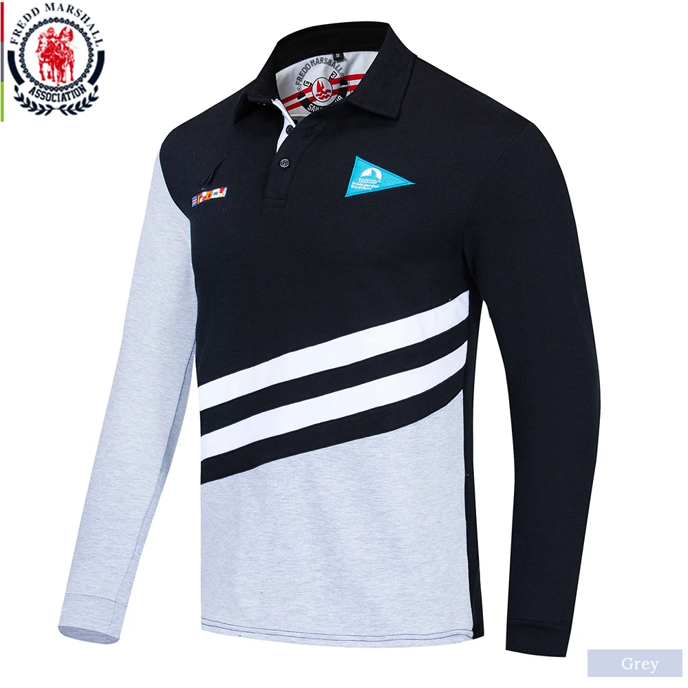 066 Grey Fredd Marshall Autumn New Flag Embroidered Polo Shirt Men Patchwork Polo Shirt Cotton Casual Male Polo Shirts Tops 066 - Цвет: 066 Grey